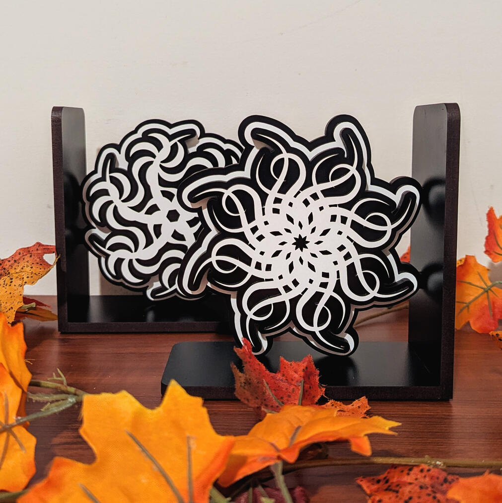 wooden bookend patterns based on cryptics cosmere